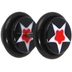 0 Gauge Black Red Astro Star Cheater Plug
