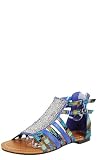 Mirna6 Beaded T-Strap Printed Sandals BLUE