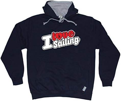 OB Premium - I Love Sailing (Colour Heart Design) (XXL - NAV-GRY) 2 TN HOOD