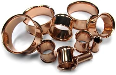 Pair of 8 Gauge (8G - 3mm) Rose Gold Stainless Steel Tunnel Plugs - Double flare