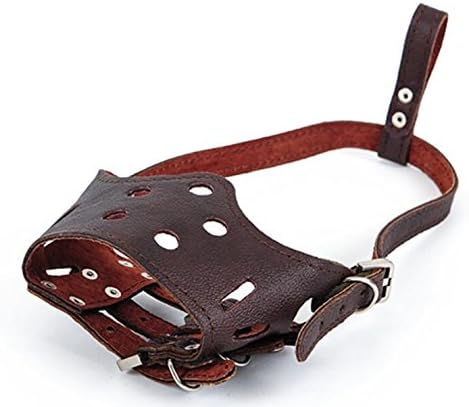 Franks Deals® [Brand] Pet Dog Mouth Muzzle Cowhide Adjustable Cover pure leather Anti Bite/Chew/Bark Small