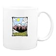 Mug with mountain, "snow capped", valley, landscape