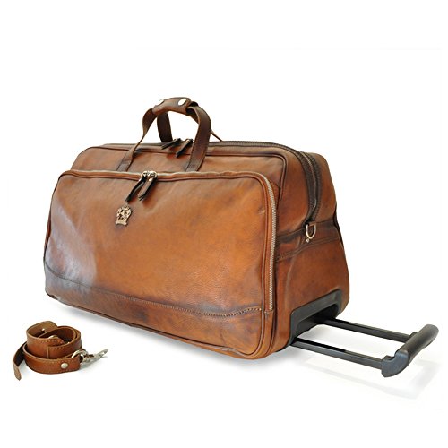 Pratesi Transiberian Luxury Leather Holdall Trolley Bag (tan)