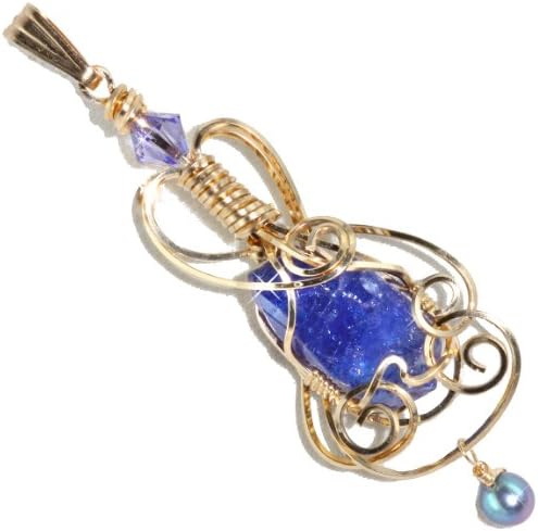 Large Terminated Tanzanite Crystal Point Wire Wrap Pendant in 14k Gold Filled By Puppylove