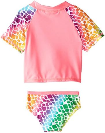 Wippette Baby Girls Infant Giraffe Rash Guard Two Piece Swim Set, Pink Glo, 24 Months