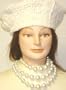 Three Strand Graduated White Pearl Short Chain Necklace Earrings on Clips Offered in Combination Hand Crocheted White Chenille Gimp Tweed Beret