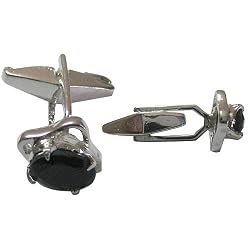 Gifts for Dads Sterling Silver Onyx Gemstone Cufflinks Set (cflng163)