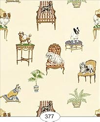 Dollhouse Wallpaper " Fifi and friends in Cream "