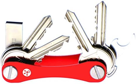 Compact Key Holder KIT (4 GB KINGSTON Flash drive and Bottle Opener included) / Swiss Army Style Key Organizer by NJM. Holds 2-16 keys (Red)