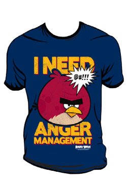 Video Game Shirts - Angry Birds T-Shirt I Need Anger Management Size XL