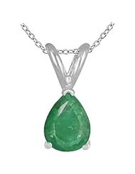 0.20Ct Pear Emerald Pendant in Sterling Silver Gold