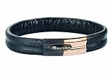 Bracelet Homme Sector - S03I402B - Challenge - Homme. Cuir Noir Water Resistant - Acier PVD Marron et PVD or Rose - 20 cm