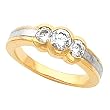 14K Two-Tone Gold Diamond Three-Stone Ring - 0.75 Ct.