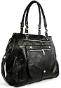 Womens Black Faux Leather Vintage Shoulder Handbag