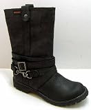 Rocket Dog Womens Chompsdf Distressed Fabric Black Biker Style Buckle Boots