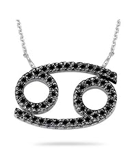 5/8 (0.60-0.68) Ct AA Black Diamond Zodiac Pendant in 14K White Gold
