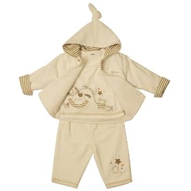 Pequilino Unisex Vip Baby 3 piece set (Cream, 0 - 3 Months)