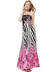 Strapless Satin Zebra Print Floral Print Evening Dress/Prom Dress 
