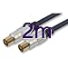 Pure OFC HQ RF TV Aerial Coaxial Lead Gold Male Plug To Plug 2m