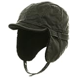 Faux Leather Shell Aviator Hat-Charcoal W28S38D