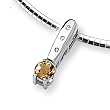 Diamond & Citrine Sterling Silver Slide on 16" Cubetto 3mm Chain