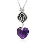 Sterling Silver Heart-Shaped Amethyst Celtic Pendant, 18.5"