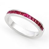 14k White Gold Channel set Ruby Wedding Band Ring