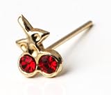 14kt Gold Nose Studs Piercing Jewelry - Cherry - 22g