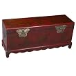 Handmade Oriental Furniture - 45" Antique Style Red Leather Mandarin Storage Chest