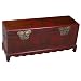 Handmade Oriental Furniture - 45" Antique Style Red Leather Mandarin Storage Chest