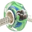Purple Clover Murano Style Glass Sterling Solid Single Core Bead for European Bracelet