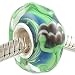 Purple Clover Murano Style Glass Sterling Solid Single Core Bead for European Bracelet