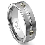 Tungsten Carbide Eternity Black Diamond Wedding Band Ring