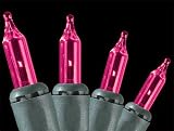 Set of 50 Purple-Pink Everglow Mini Christmas Lights - Green Wire