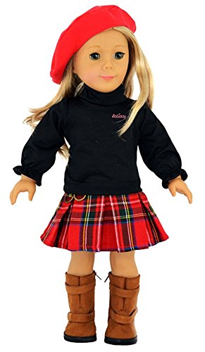 Ebuddy 3pc Skirt School Outfit Clothes Fits 18 Inch Girl Doll