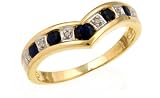 Image of 9ct Yellow Gold Ladies Diamond and Sapphire Ring