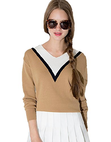 ナナコレクション Nana_Collection 2015 秋 セーター ニット Vネック ライン レディース 長袖 薄手 スリム 小さいサイズ スポーティー カジュアル