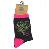 Think Green Ladies Fashion Socks In BLACK  PINK  Size 9 To 11 Acrylic Nylon Spandex Blend