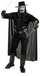 V For Vendetta Complete Costume, Black, Standard