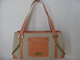 41jPBmRDITL._SL160_ - AUTHENTIC MAXX New York SW270 Natural Tan Canvas & Pink Blush Leather Handbag Satchel - leather-clutch-purse