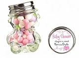 Baby Keepsake: Pink Festive Baby Shower Design Personalized Teddy Bear Glass Candy Ja (Set of 24)