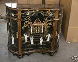 BLACK LACQUERED CABINET WITH MOTHER OF PEARL - ORIENTAL CHINESE FURNITURE