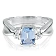 FOJO's Diamonds in Silver Synthetic Blue Topaz Emerald Cut Ring (.04 ct. tw.)