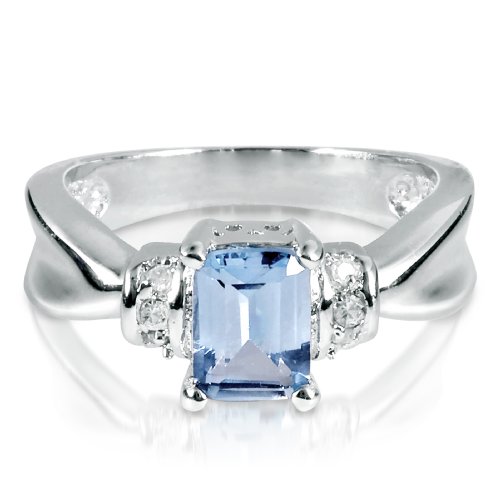 Click To FOJO's Diamonds in Silver Synthetic Blue Topaz Emerald Cut Ring (.04 ct. tw.) Details... FOJO's Diamonds in Silver Synthetic Blue Topaz Emerald Cut Ring (.04 ct. tw.)