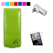 (4 in 1 Combo) Sumac Brand Leather Case with Swivel Belt Clip for Apple iPod Nano Nano-Chromatic 4th Generation 8gb 16gb (Nano Chromatic Not Included) + Screen Protector Kit + CLOTH + USB Travel Charger for ipod nano Chromatic, Melrose Green + Courage*Wisdom Neckstrap