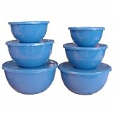 Calypso Basics, 44701, 12 Piece Enamel On Steel Bowl Set With Lids, Azure