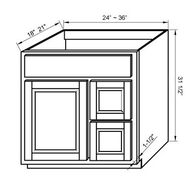 Stanford V3021D-R-31 1/2 - Single Door / Double Drawer Right