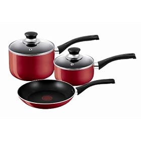 Tefal Bistro 3-Piece Cookware Set, Red