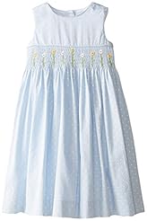 Girls Cotton Dots Print Shirred  Dress