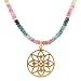 Mandala Flower Pendant in Gold Vermeil on a Tourmaline Gemstone Bead Choker Necklace, 15 1/2" Length, #7727